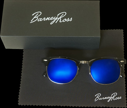 GAFAS DE SOL BR  RETRO BLUE (Gafas de Sol Clásicas – Cristal Azul con Bisagra de Metal y Protección UV400)